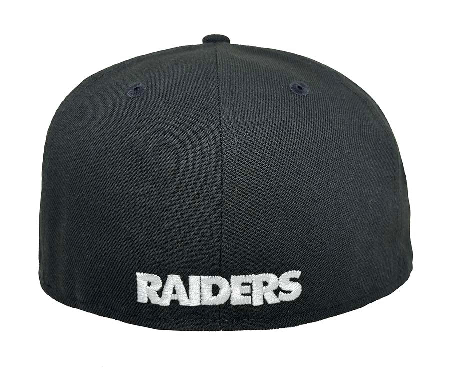 Raiders Fitted New Era 59Fifty 60th Anniversary Patch Black Hat Cap Pink UV