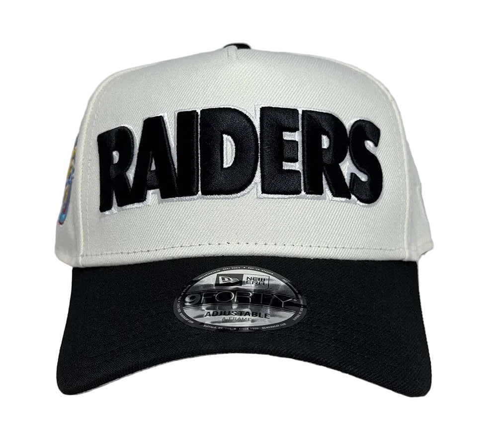 Raiders Snapback New Era 9Forty A-Frame 98 Draft Block Chrome Black Cap Hat - THE 4TH QUARTER