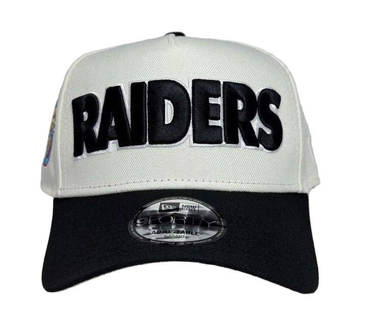 Raiders Snapback New Era 9Forty A-Frame 98 Draft Block Chrome Black Cap Hat - THE 4TH QUARTER