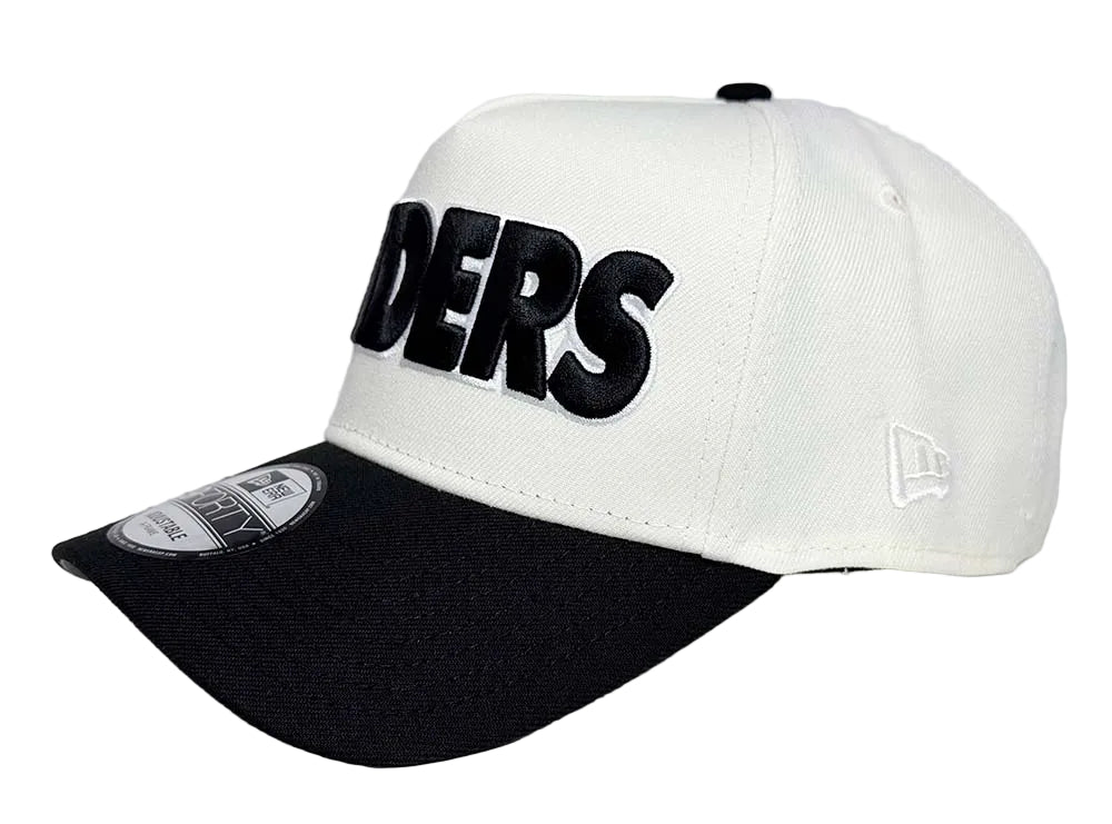 Raiders Snapback New Era 9Forty A-Frame 98 Draft Block Chrome Black Cap Hat - THE 4TH QUARTER