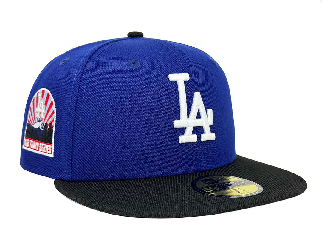 Los Angeles Dodgers Fitted New Era 59Fifty Tokyo Series Sunrise Patch Blue Black Hat - THE 4TH QUARTER