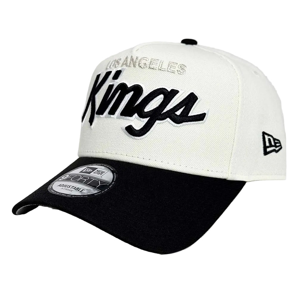 Los Angeles Kings Snapback New Era 9Forty A-Frame Script Logo Chrome Black Cap Hat - THE 4TH QUARTER
