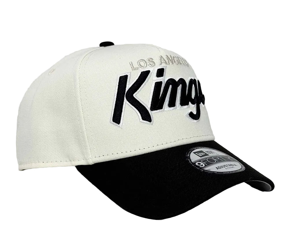 Los Angeles Kings Snapback New Era 9Forty A-Frame Script Logo Chrome Black Cap Hat - THE 4TH QUARTER