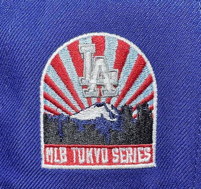Los Angeles Dodgers Fitted New Era 59Fifty Tokyo Series Sunrise Patch Blue Black Hat - THE 4TH QUARTER