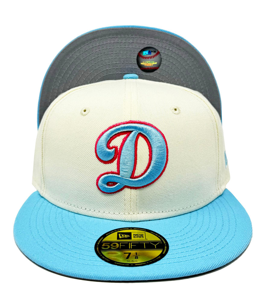 Los Angeles Dodgers Fitted New Era 59Fifty Color Pack D Logo Chrome Dos Blue Cap Hat Grey UV - THE 4TH QUARTER