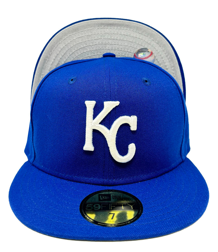 Kansas City Royals Fitted 59Fifty New Era Blue Cap Hat Grey UV - THE 4TH QUARTER