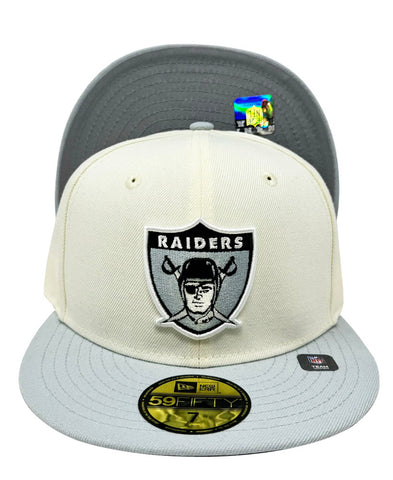 Oakland Raiders Fitted 59Fifty New Era Chrome Grey Cap Hat Grey UV