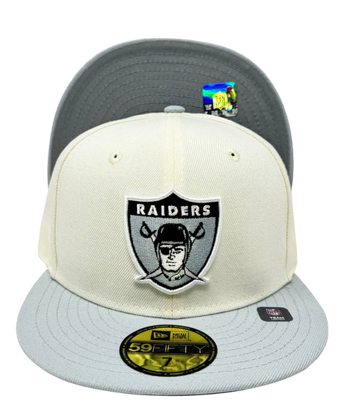 Oakland Raiders Fitted 59Fifty New Era Chrome Grey Cap Hat Grey UV