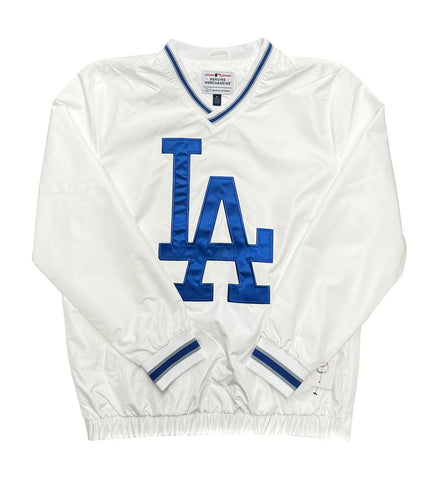 Los Angeles Dodgers Mens Jacket G-III LA Pullover Windbreaker V-Neck Jacket WHITE