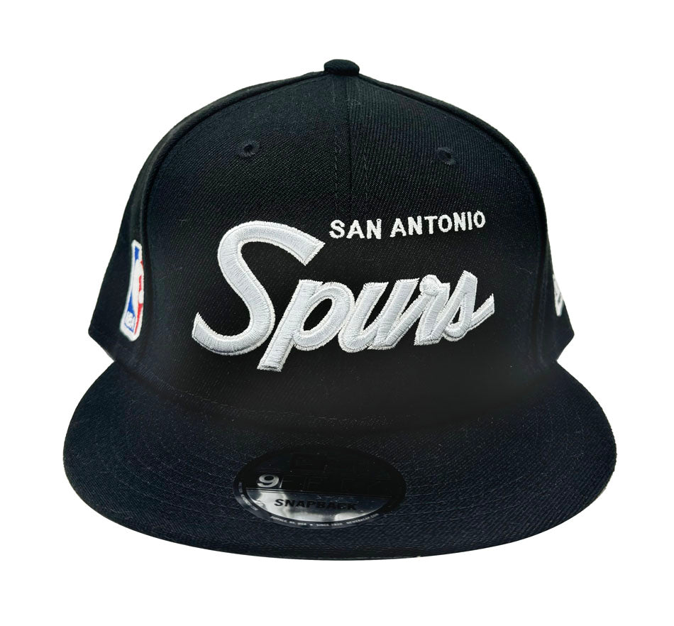 San Antonio Spurs Snapback New Era 9Fifty Script Up Black Cap Hat - THE 4TH QUARTER