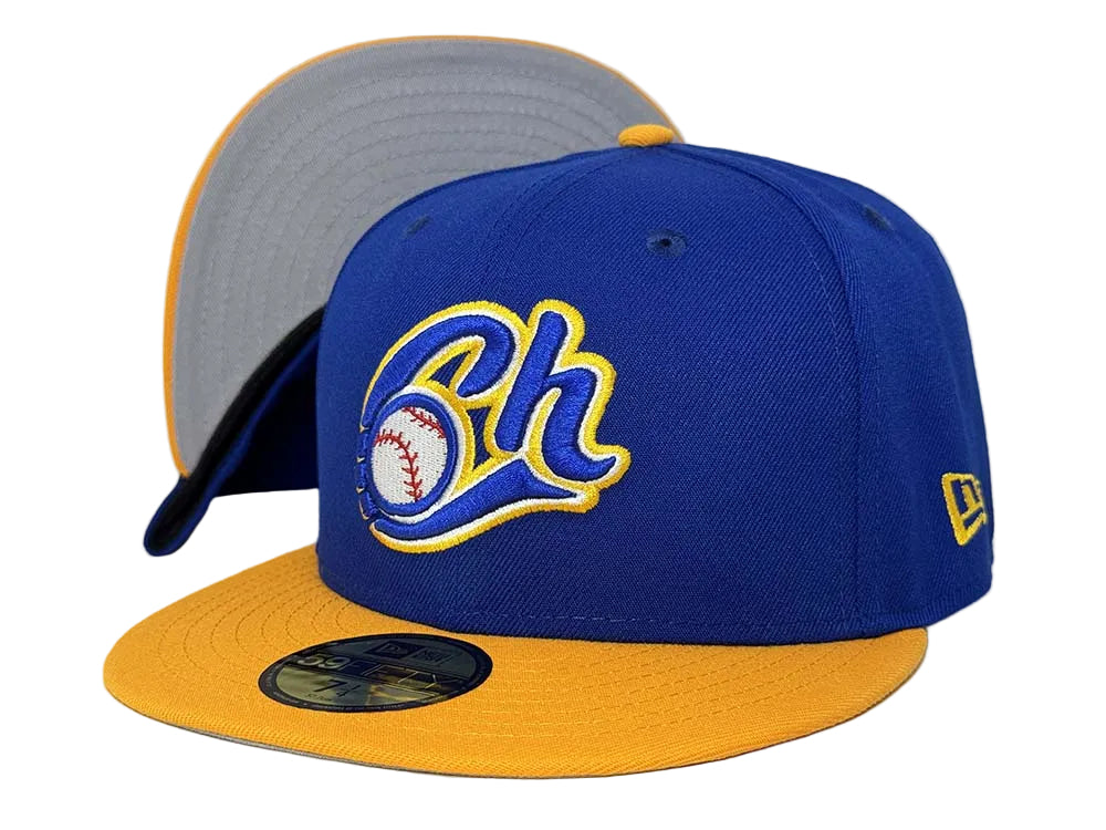 Charros De Jalisco Fitted New Era 59Fifty LMP Blue Gold Hat Cap Grey UV - THE 4TH QUARTER