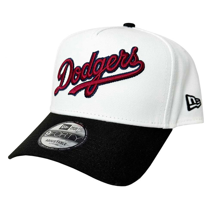 Los Angeles Dodgers Snapback 9Forty New Era A-Frame 60th Anni Wordmark White Black Hat Cap - THE 4TH QUARTER