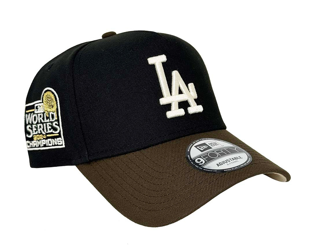 Los Angeles Dodgers Snapback 9Forty New Era A-Frame 2024 World Series Black Brown Hat Cap - THE 4TH QUARTER