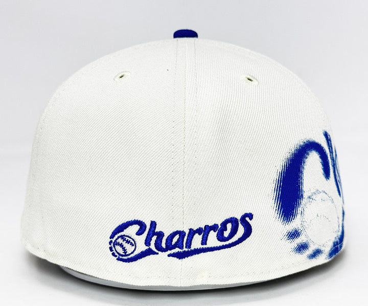 Charros de Guadalajara Fitted New Era 59Fifty LMB Spray Paint Chrome Blue Hat Cap Grey UV - THE 4TH QUARTER