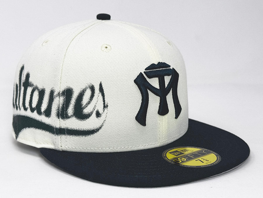 Sultanes de Monterrey Fitted New Era 59Fifty LMB Spray Paint Chrome Navy Hat Cap Grey UV - THE 4TH QUARTER