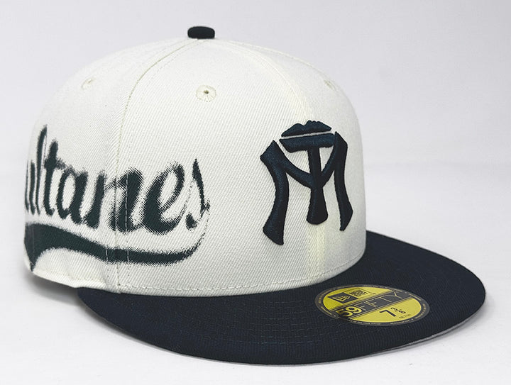 Sultanes de Monterrey Fitted New Era 59Fifty LMB Spray Paint Chrome Navy Hat Cap Grey UV - THE 4TH QUARTER