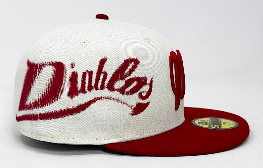 Diablos Rojos Del Mexico Fitted New Era 59Fifty LMB Spray Paint Chrome Red Hat Cap Grey UV - THE 4TH QUARTER