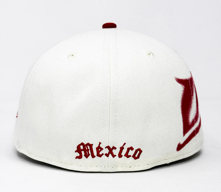 Diablos Rojos Del Mexico Fitted New Era 59Fifty LMB Spray Paint Chrome Red Hat Cap Grey UV - THE 4TH QUARTER