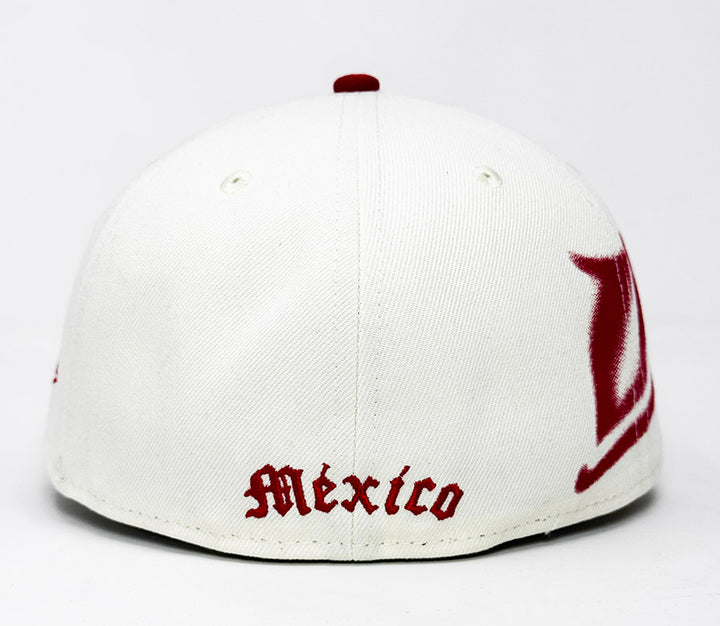 Diablos Rojos Del Mexico Fitted New Era 59Fifty LMB Spray Paint Chrome Red Hat Cap Grey UV - THE 4TH QUARTER
