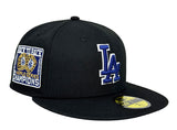 Los Angeles Dodgers Fitted 59FIFTY New Era 2025 WSC Back 2 Back Rings Black Royal Hat Cap Grey UV - THE 4TH QUARTER