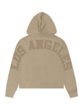 Los Angeles Dodgers Womens Crop Sweatshirt Pro Standard Wingspan Pullover Hoodie Taupe