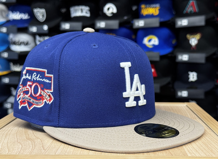 Dodgers New Era 59Fifty Fitted Jackie 50th Blue Camel Hat Cap Grey UV - THE 4TH QUARTER