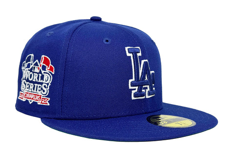 Los Angeles Dodgers Fitted New Era 59Fifty 2025 WSC Flags Blue Cap Hat Grey UV - THE 4TH QUARTER