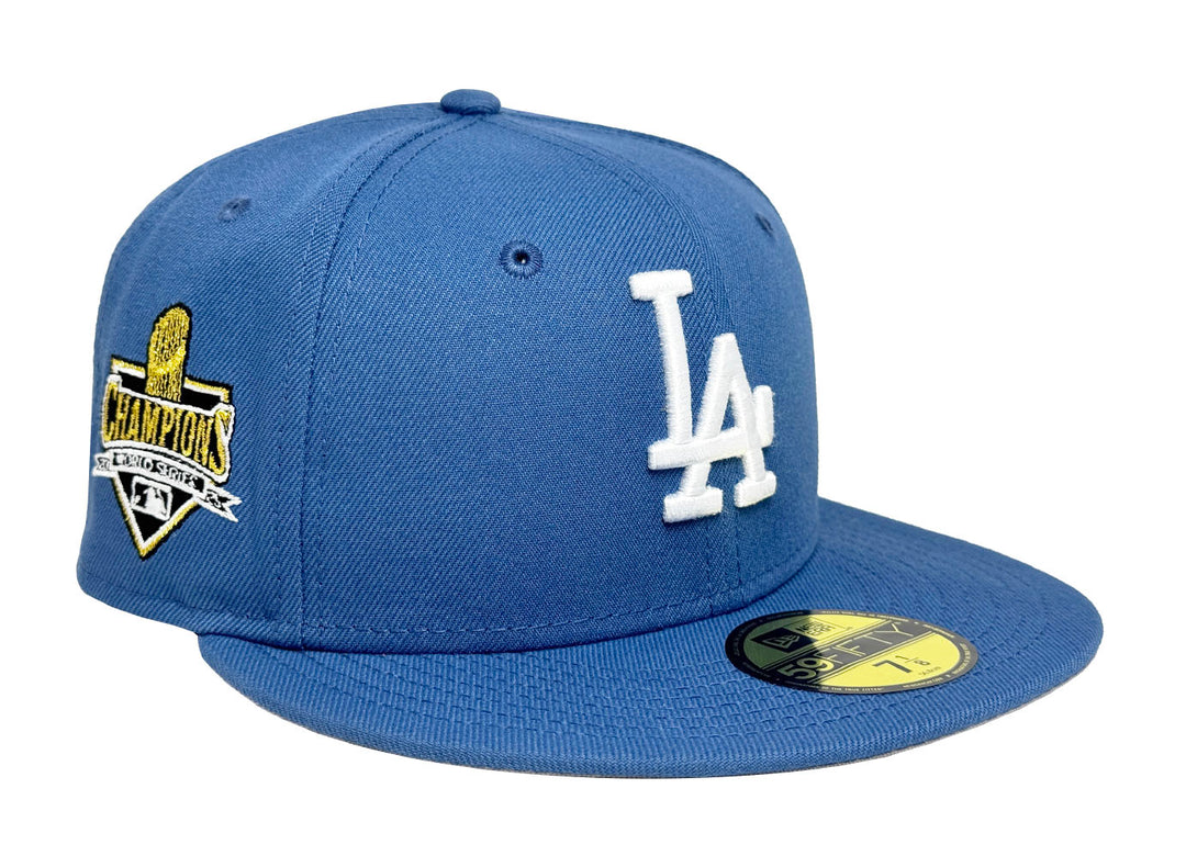 Los Angeles Dodgers Fitted New Era 59Fifty 2025 WS Champions Indigo Cap Hat Grey UV - THE 4TH QUARTER