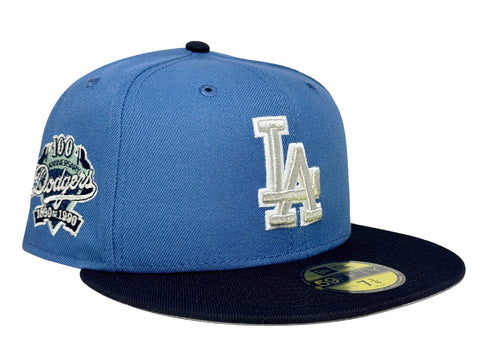 Los Angeles Dodgers Fitted New Era 59Fifty 100th Anni Indigo Navy Cap Hat Grey UV - THE 4TH QUARTER