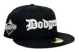 Los Angeles Dodgers Fitted New Era 59Fifty 2025 WS Old English Black Cap Hat Grey UV - THE 4TH QUARTER