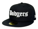 Los Angeles Dodgers Fitted New Era 59Fifty 2025 WS Old English Black Cap Hat Grey UV - THE 4TH QUARTER