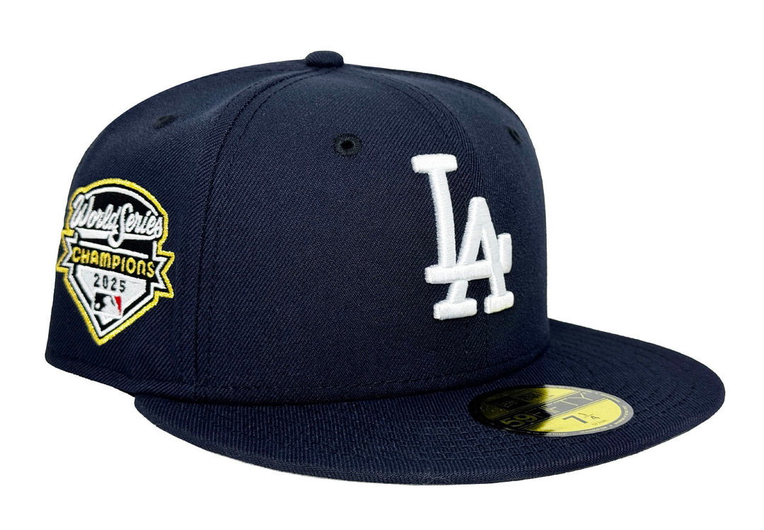 Los Angeles Dodgers Fitted New Era 59Fifty 2025 World Series Champions Navy Cap Hat Grey UV - THE 4TH QUARTER