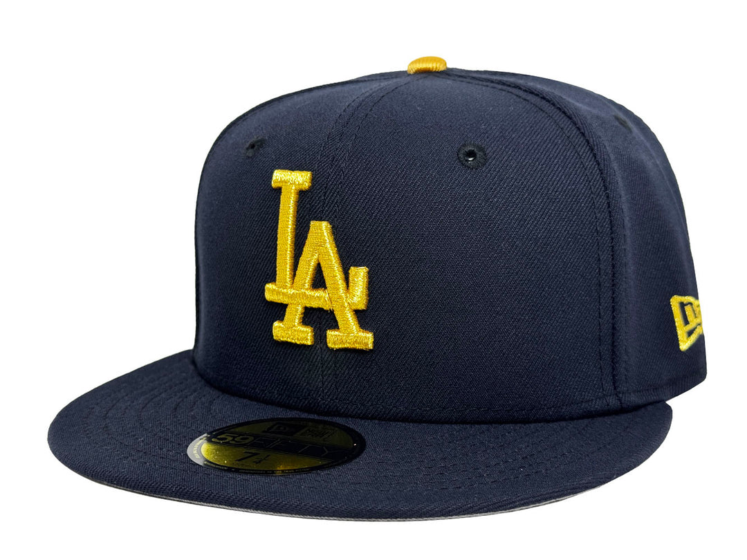 Los Angeles Dodgers Fitted New Era 59Fifty 2025 WS Champions Navy Gold Logo Cap Hat Grey UV - THE 4TH QUARTER