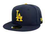 Los Angeles Dodgers Fitted New Era 59Fifty 2025 WS Champions Navy Gold Logo Cap Hat Grey UV - THE 4TH QUARTER