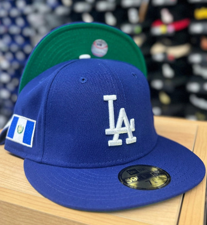 Los Angeles Dodgers Fitted New Era 59Fifty Guatemala Flag Blue Cap Hat Green UV - THE 4TH QUARTER