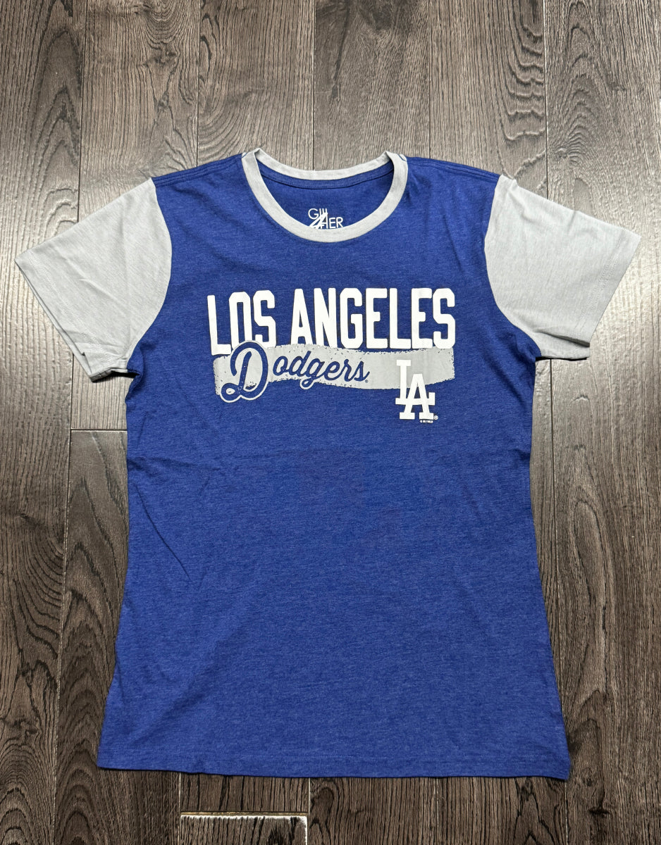 Los Angeles Dodgers Womens T-Shirt G-III 4Her Crewneck Heather Blue - THE 4TH QUARTER