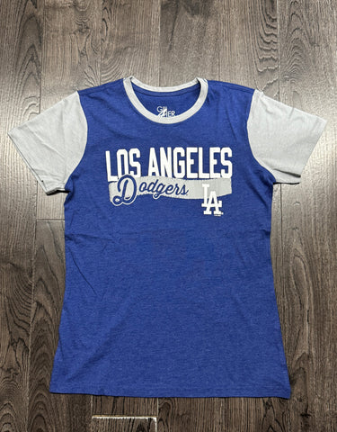 Los Angeles Dodgers Womens T-Shirt G-III 4Her Crewneck Heather Blue - THE 4TH QUARTER