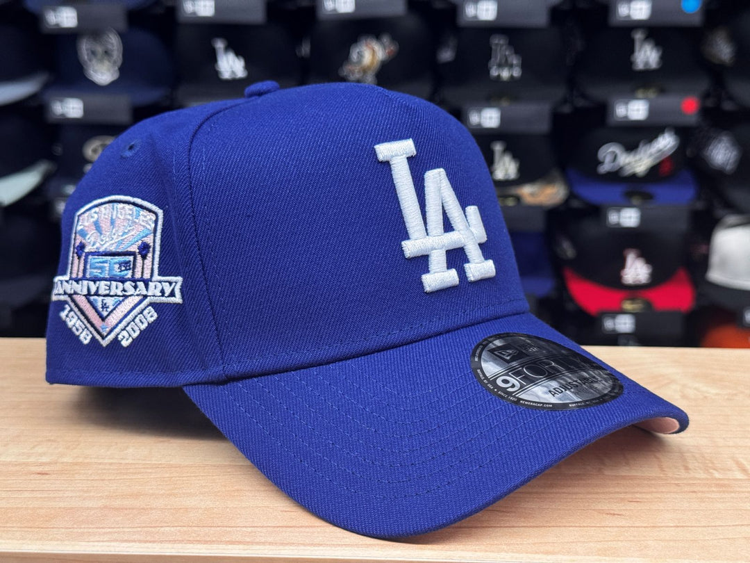 Los Angeles Dodgers Snapback 9Forty New Era A-Frame 50th Anni Blue Cap Hat Pink UV - THE 4TH QUARTER