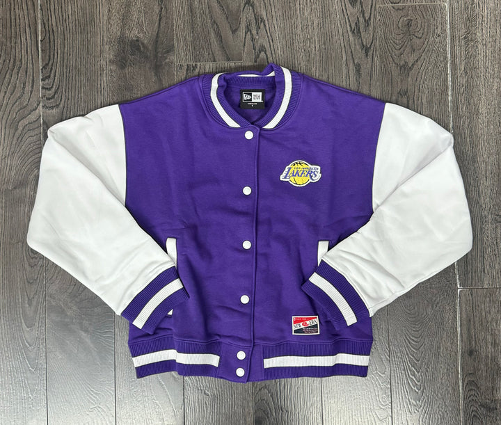 Los Angeles Lakers Womens Jacket New Era 2 Tone Snap Front Purple White - THE 4TH QUARTER