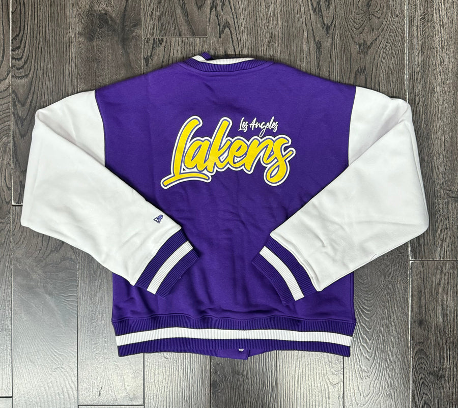 Los Angeles Lakers Womens Jacket New Era 2 Tone Snap Front Purple White - THE 4TH QUARTER
