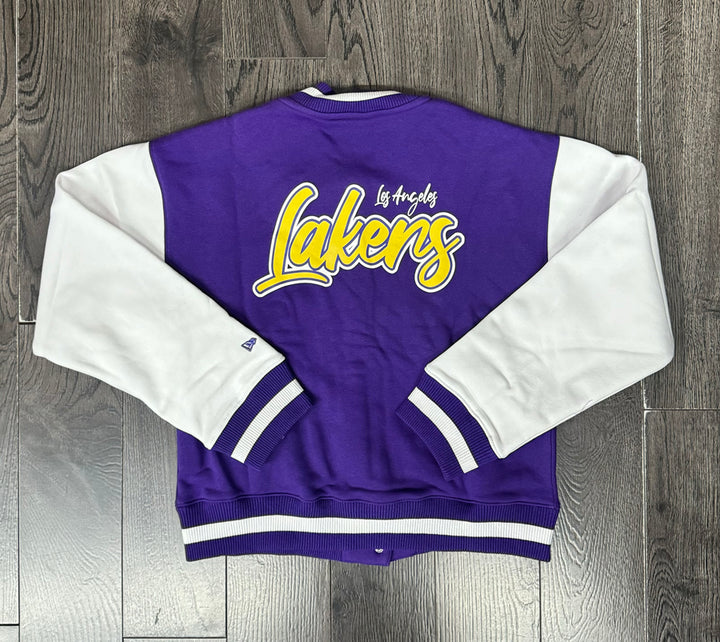 Los Angeles Lakers Womens Jacket New Era 2 Tone Snap Front Purple White - THE 4TH QUARTER