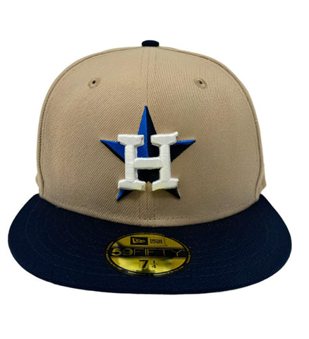 Houston Astros Fitted New Era 59Fifty 2 Tone Camel Cap Hat Grey UV
