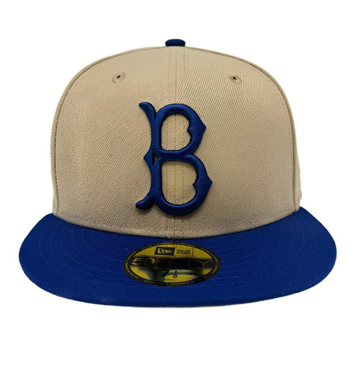 Brooklyn Dodgers Fitted New Era 59Fifty 2 Tone Camel Cap Hat Grey UV - THE 4TH QUARTER