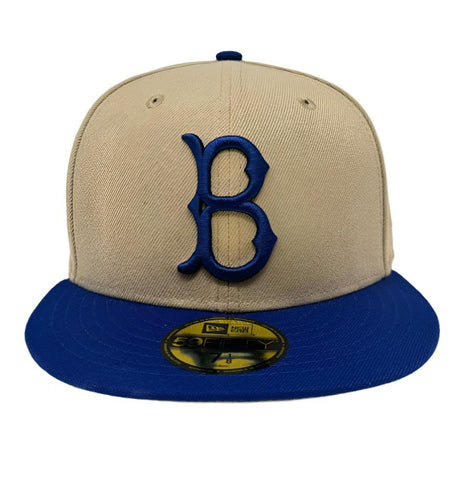 Brooklyn Dodgers Fitted New Era 59Fifty 2 Tone Camel Cap Hat Grey UV