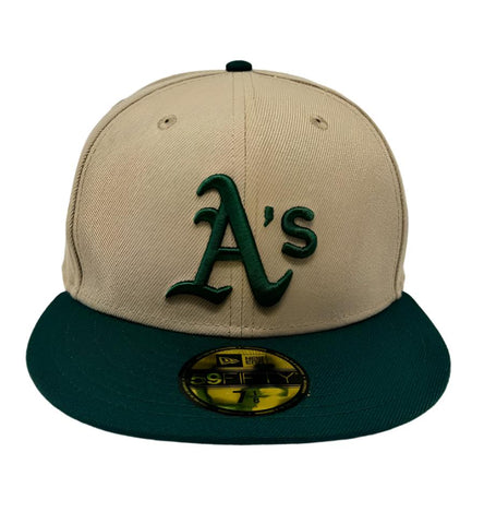 Oakland Athletics Fitted New Era 59Fifty 2 Tone Camel Cap Hat Grey UV