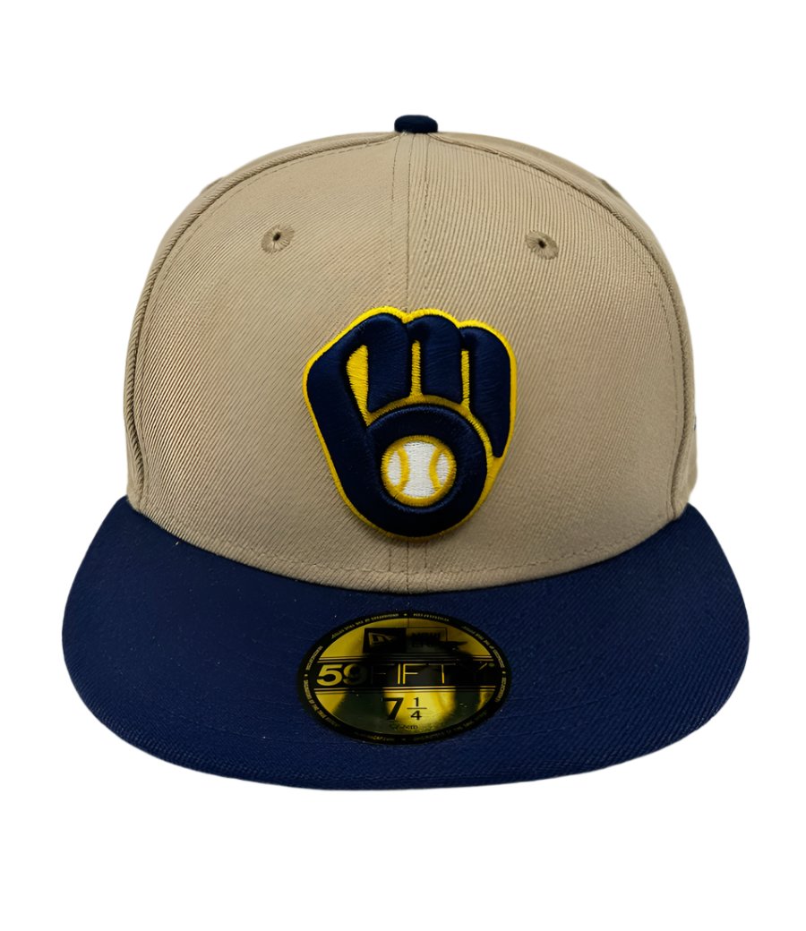 Milwaukee Brewers Fitted New Era 59Fifty 2 Tone Camel Cap Hat Grey UV - THE 4TH QUARTER