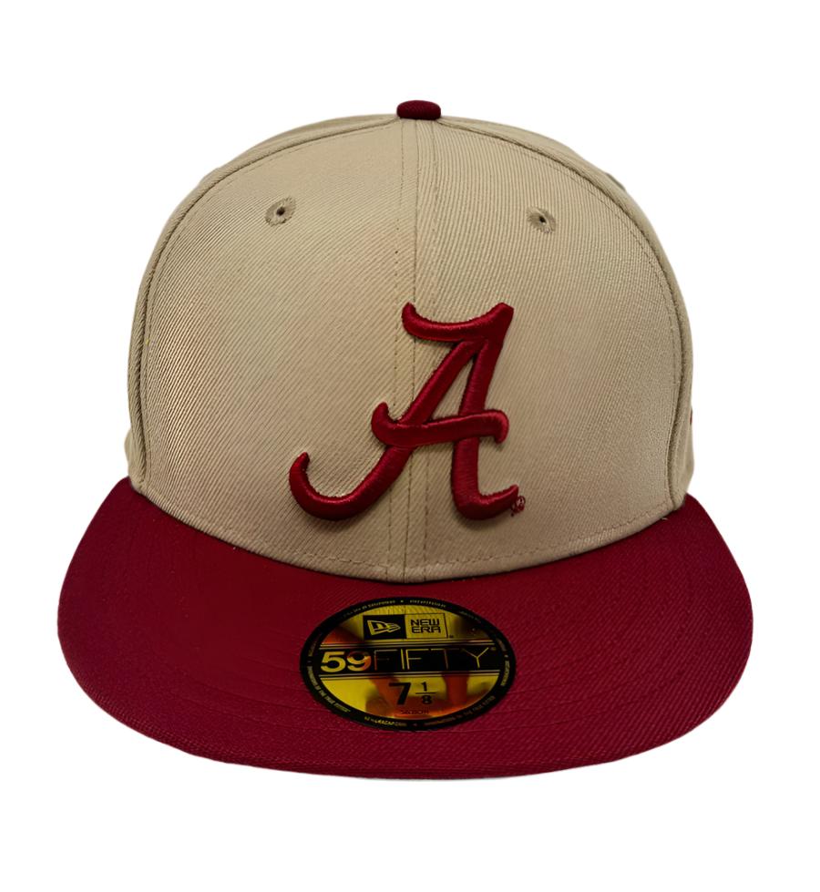 Alabama Crimson Tide Fitted New Era 59Fifty 2 Tone Camel Cap Hat Grey UV - THE 4TH QUARTER
