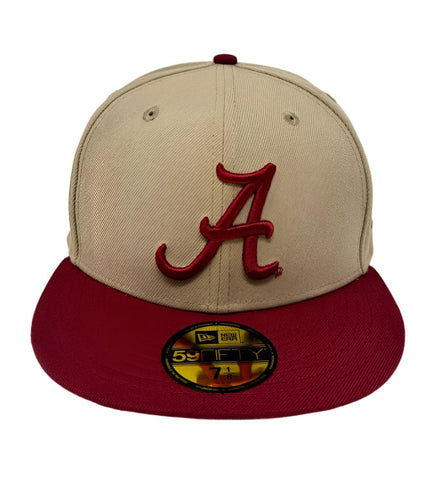 Alabama Crimson Tide Fitted New Era 59Fifty 2 Tone Camel Cap Hat Grey UV