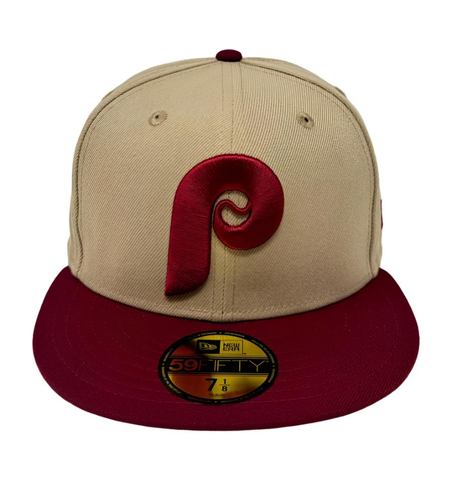 Philadelphia Phillies Fitted New Era 59Fifty 2 Tone Camel Cap Hat Grey UV - THE 4TH QUARTER
