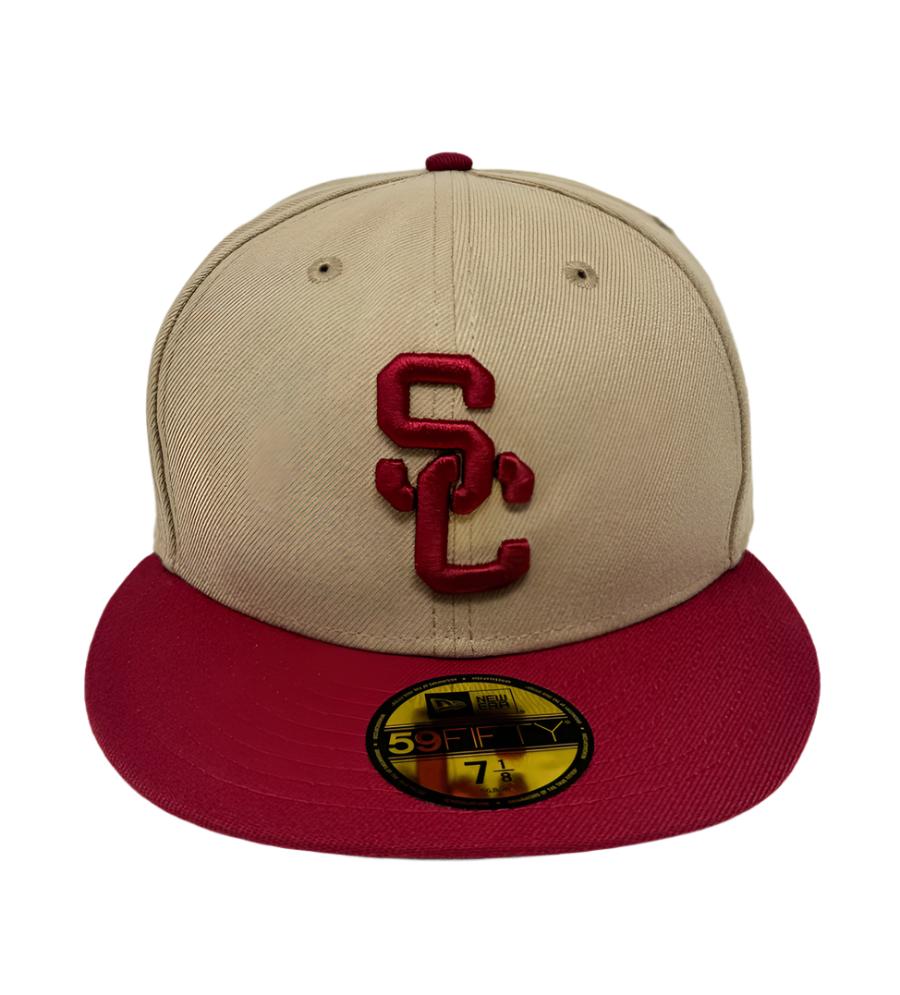 USC Trojans Fitted New Era 59Fifty 2 Tone Camel Cap Hat Grey UV - THE 4TH QUARTER